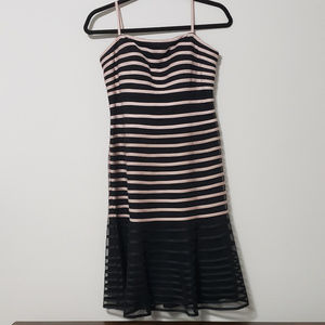 JS Collections Lace Pink and Black Striped Dress